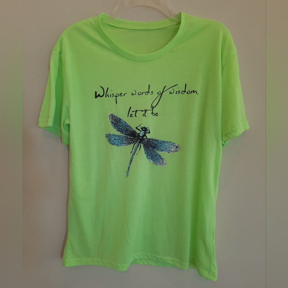 Women’s Graphic Yellow/Green Dragonfly Tee Size XL
